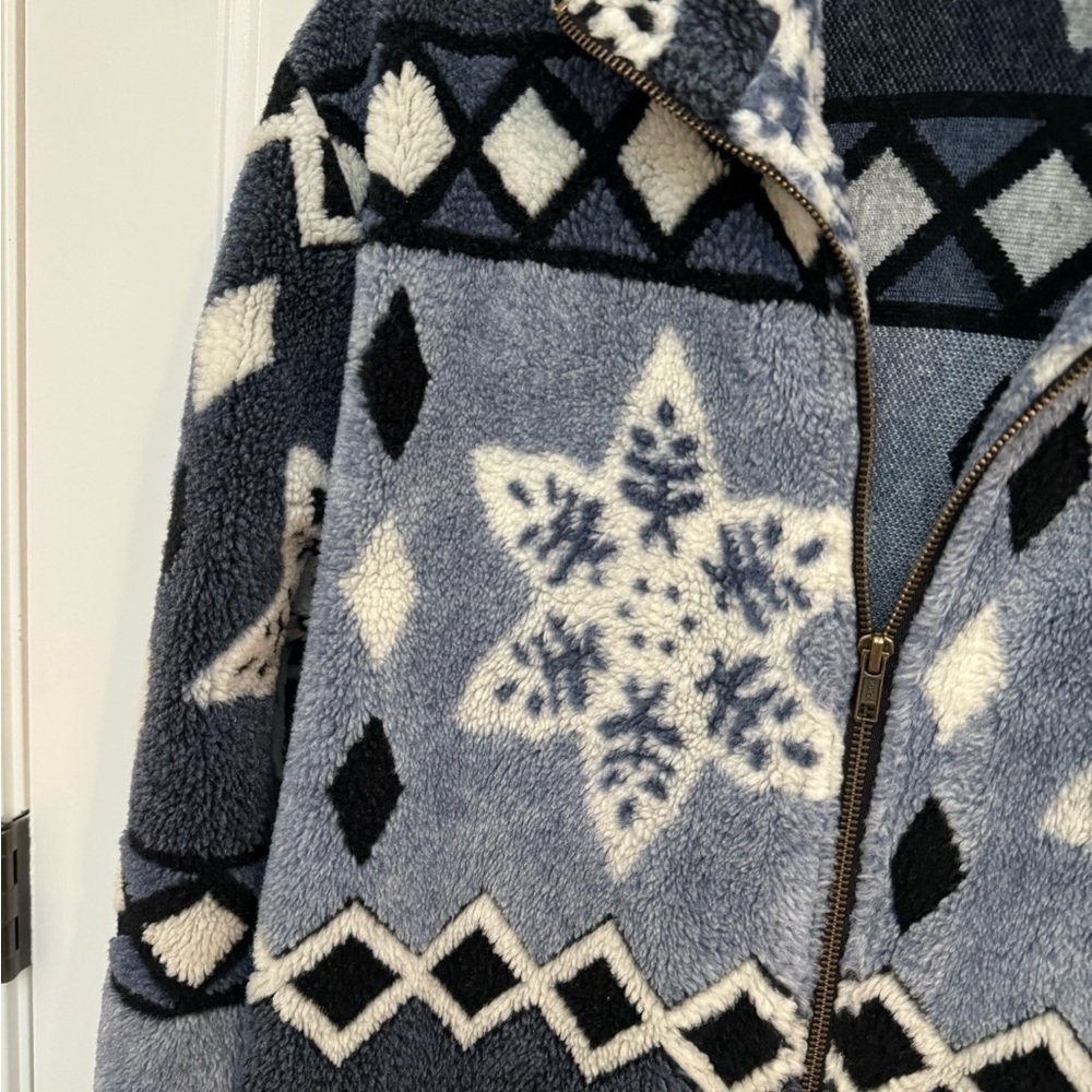 Vintage Lavon snowflake zip up Sherpa - Picture 2 of 8